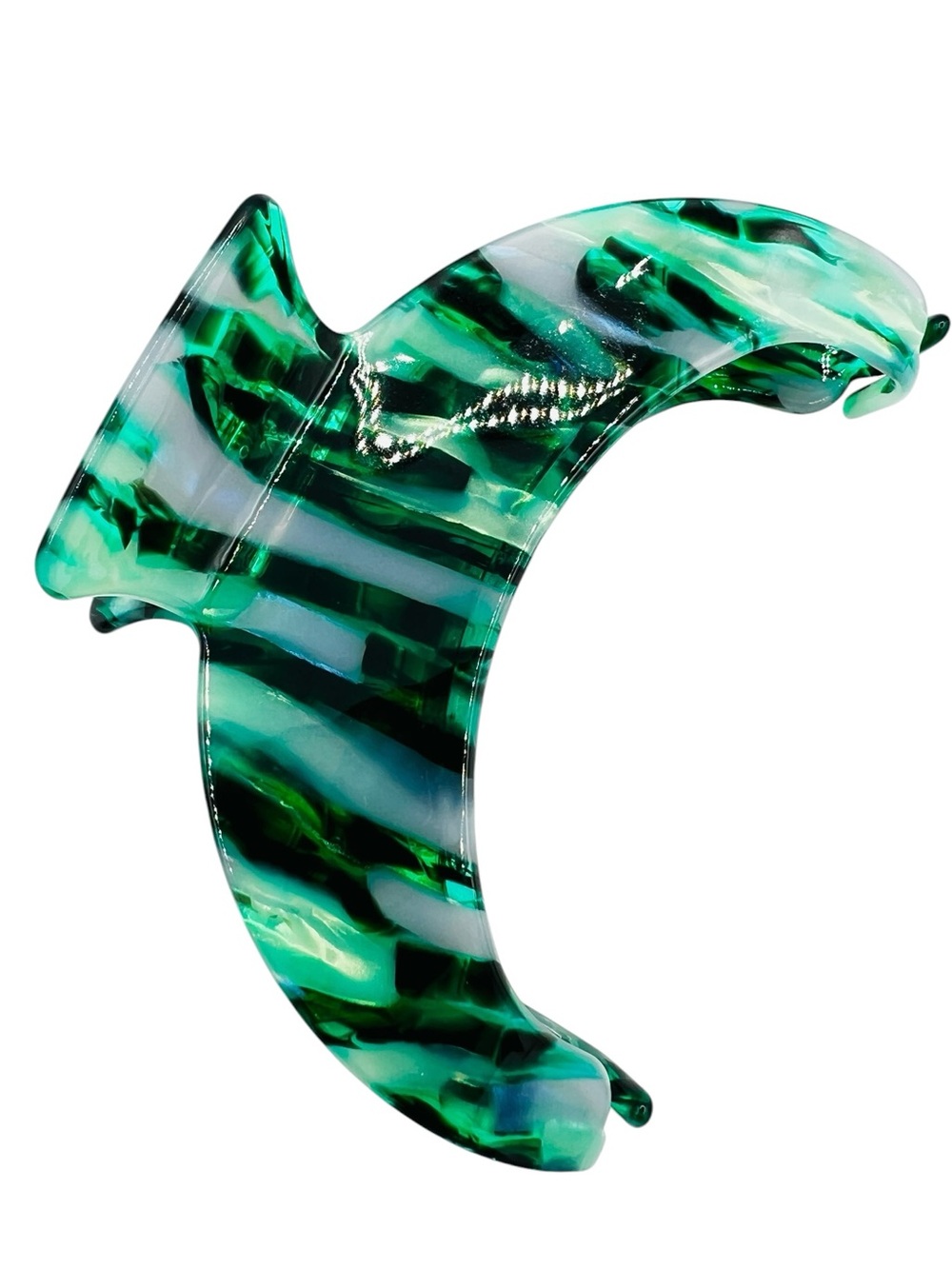 Green Crescent Acrylic Hair Clip New